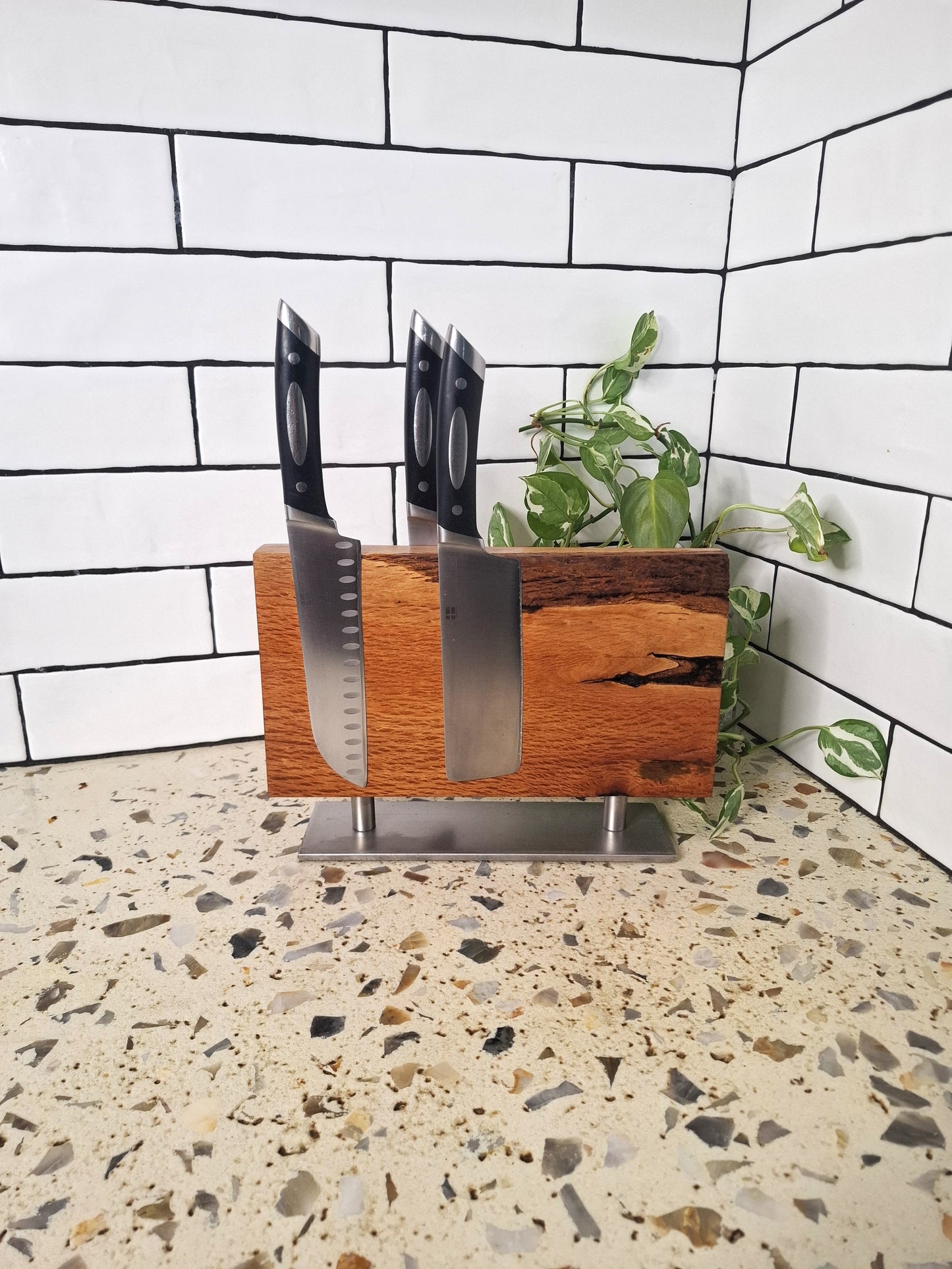 Handmade Magnetic Knife Block: Australian Wooden Kitchen Organizer