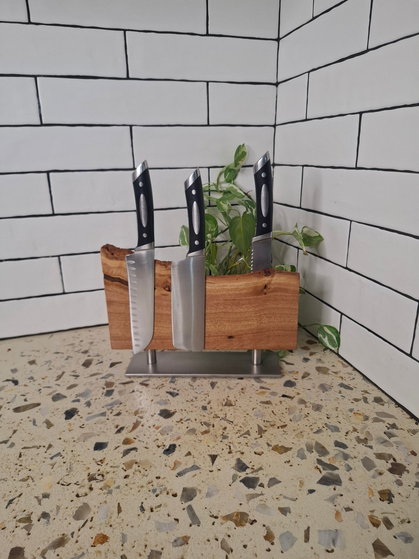 Handmade Magnetic Knife Block: Australian Wooden Kitchen Organizer