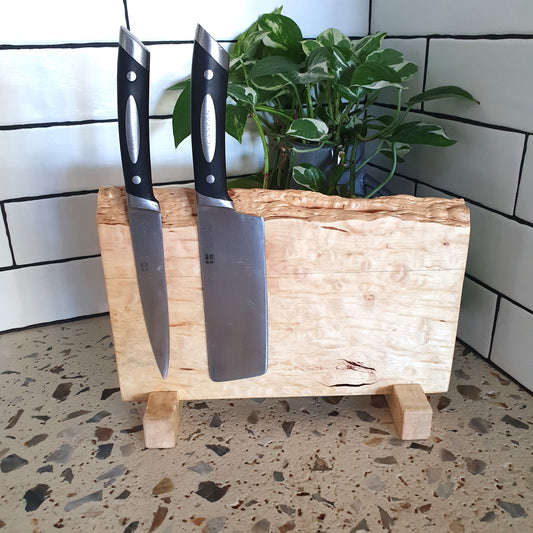 Handmade Magnetic Knife Block: Australian Chestnut Wood Organizer