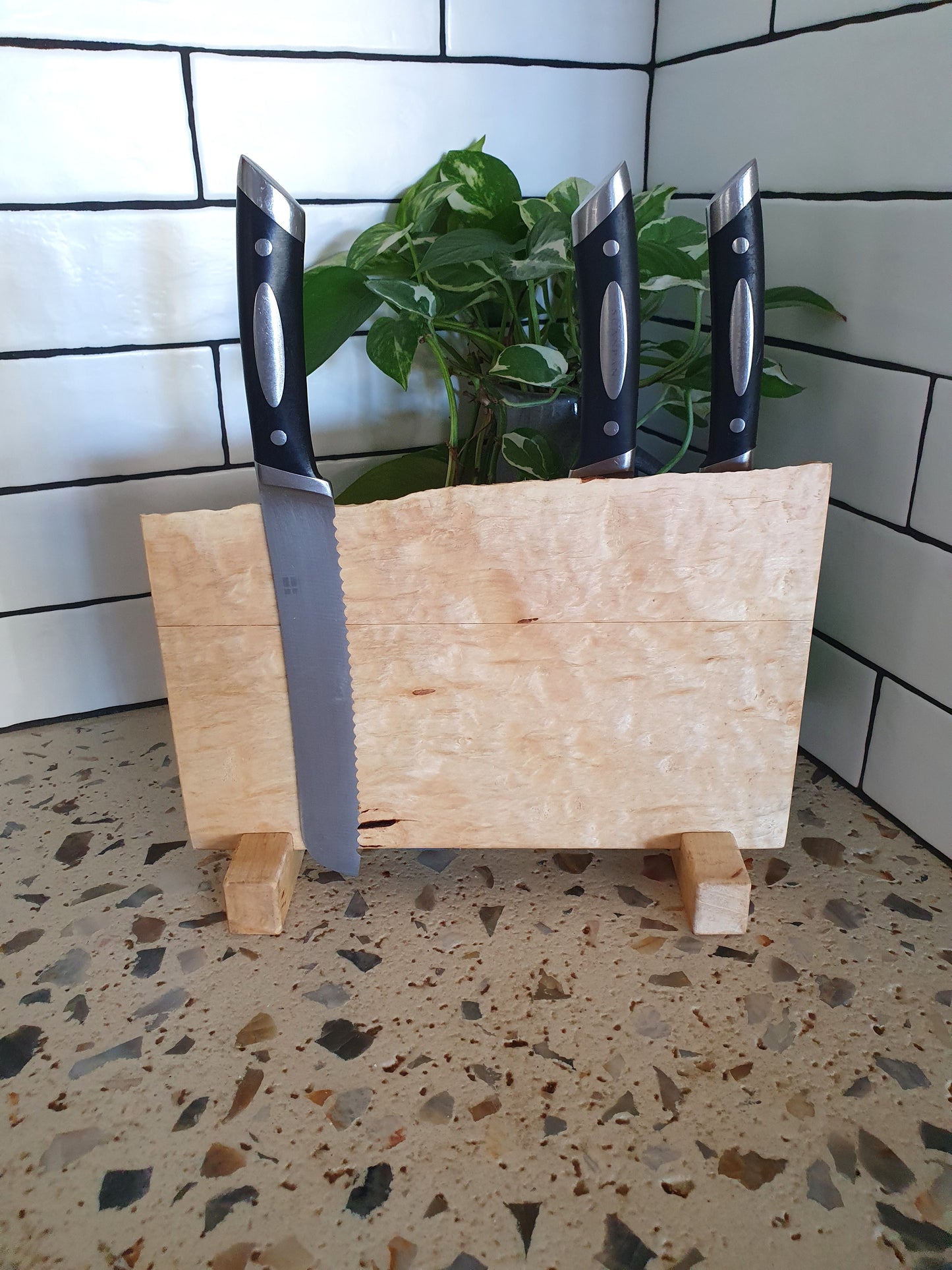 Handmade Magnetic Knife Block: Australian Chestnut Wood Organizer