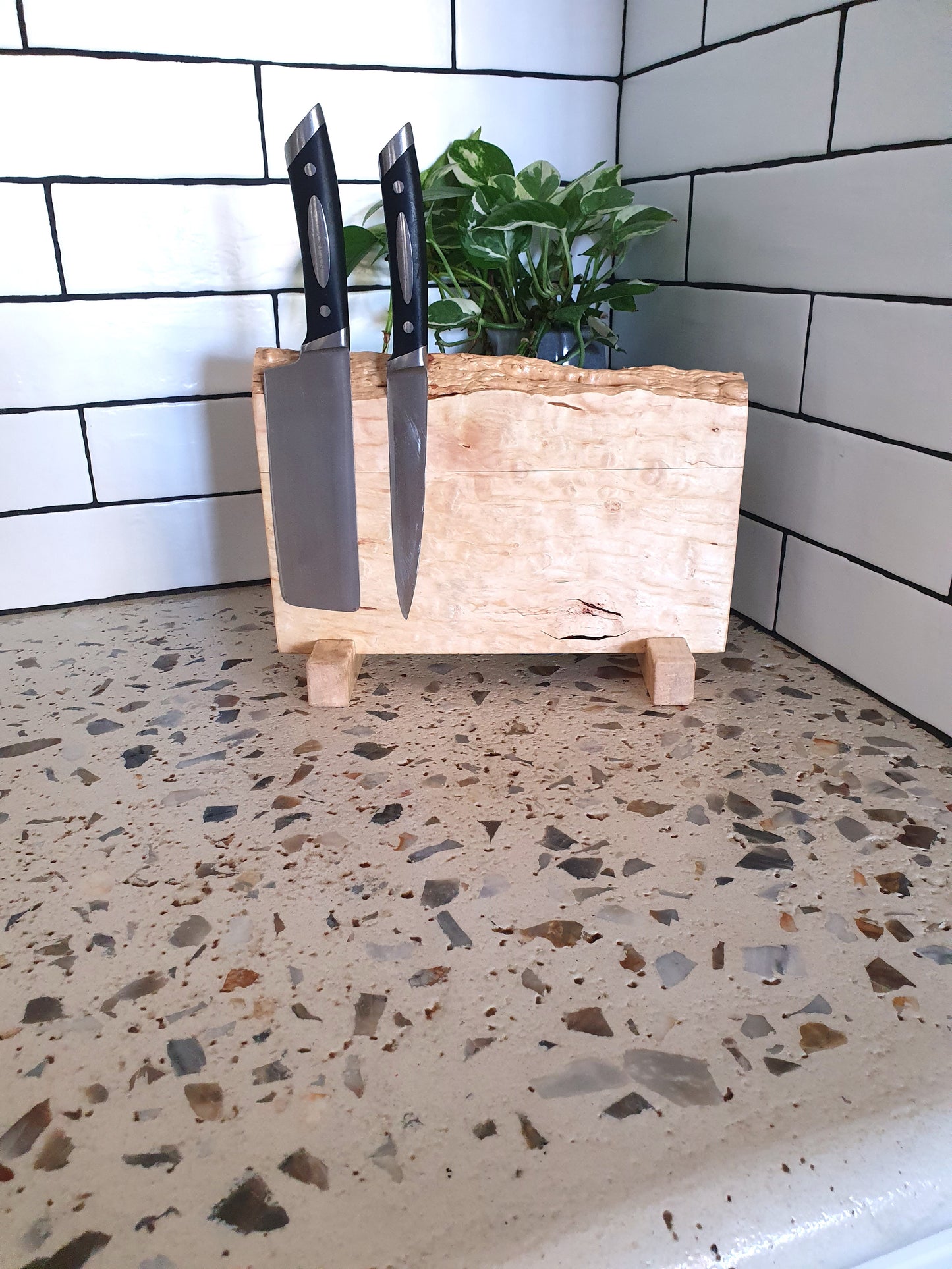 Handmade Magnetic Knife Block: Australian Chestnut Wood Organizer