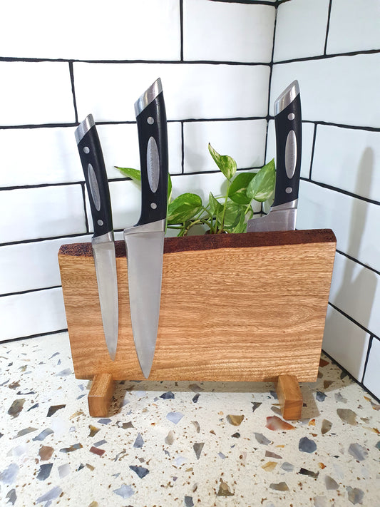 Handmade Australian Wood Magnetic Knife Block: Chef Knife Organizer
