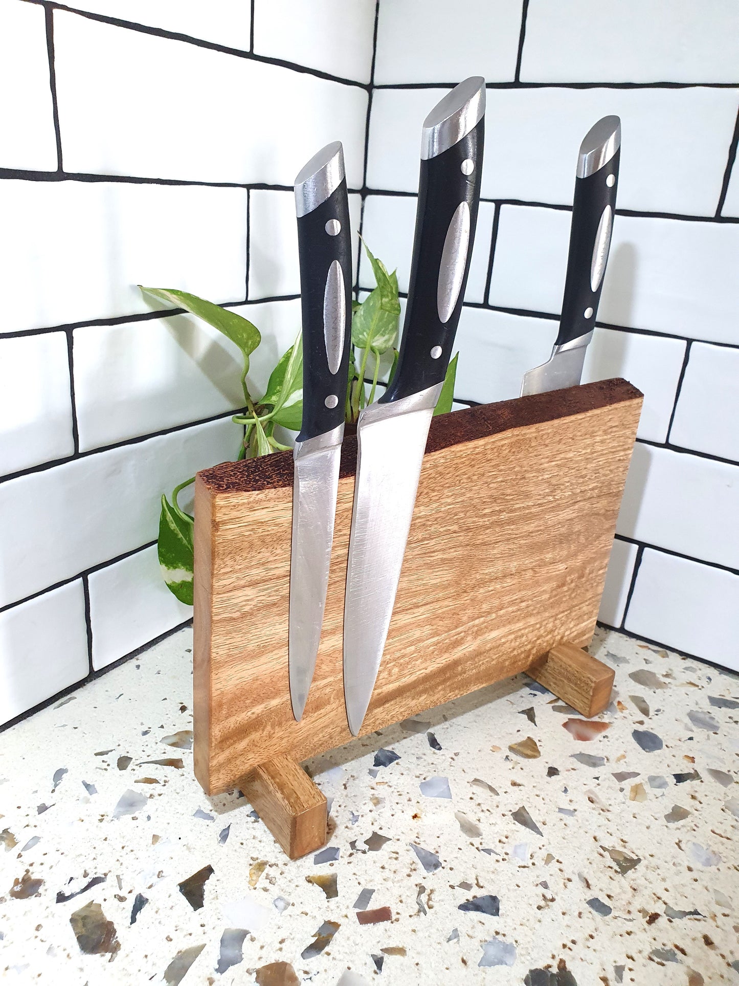 Handmade Australian Wood Magnetic Knife Block: Chef Knife Organizer
