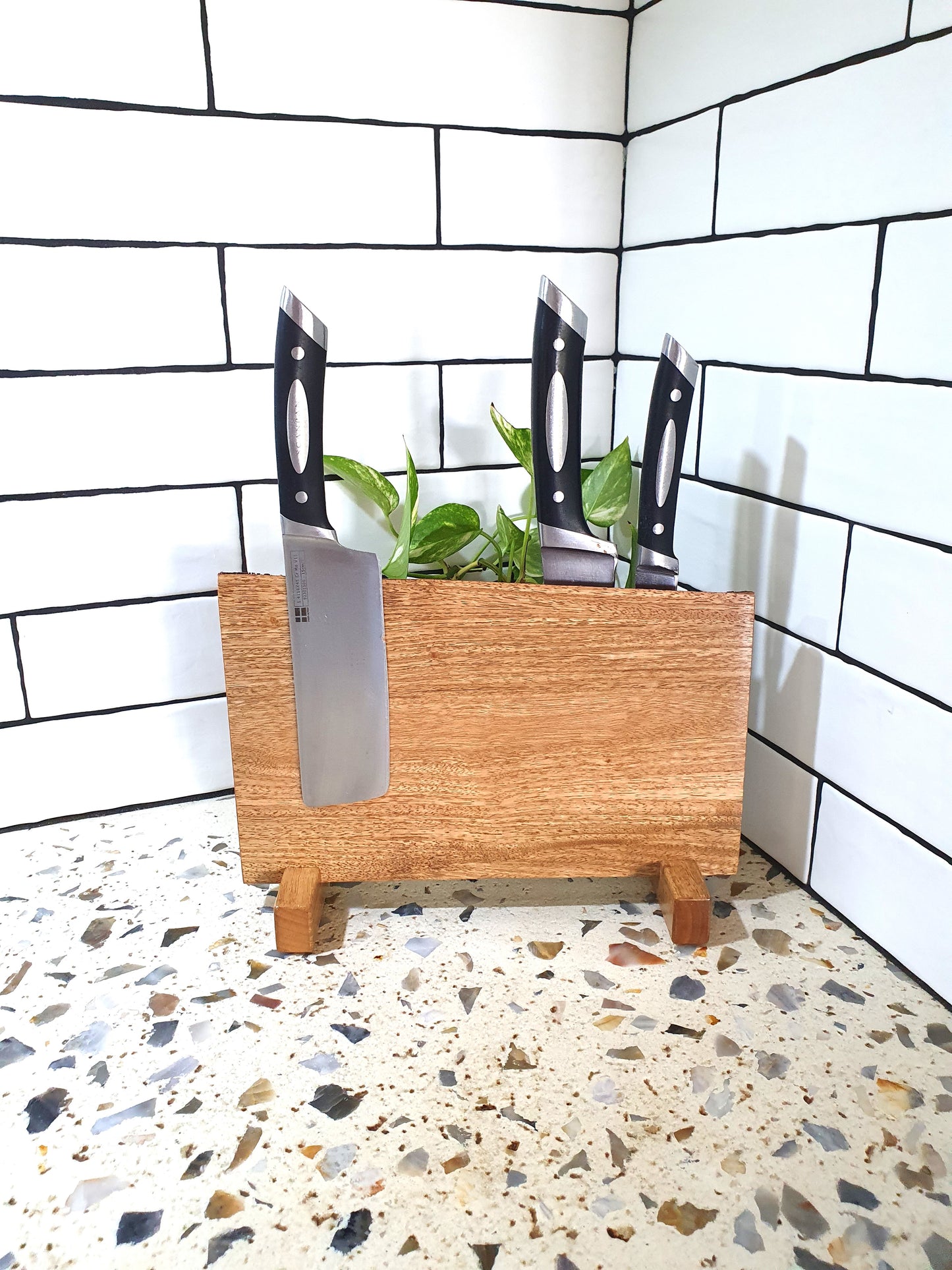 Handmade Australian Wood Magnetic Knife Block: Chef Knife Organizer