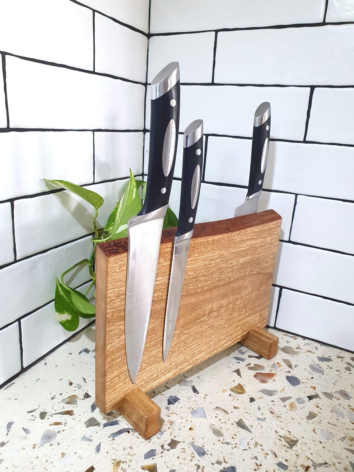 Handmade Magnetic Knife Block: Australian Wooden Kitchen Organizer