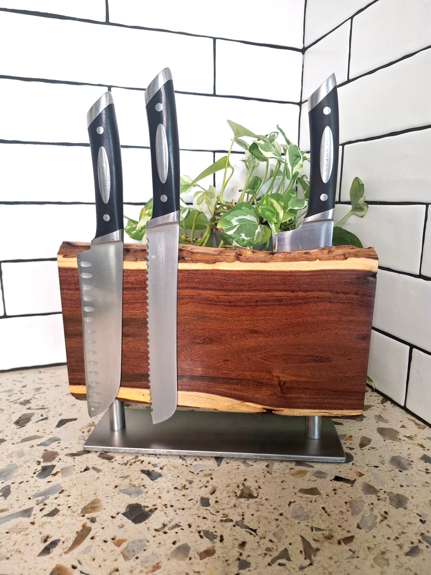 Handmade Magnetic Knife Block: Australian Wooden Kitchen Organizer