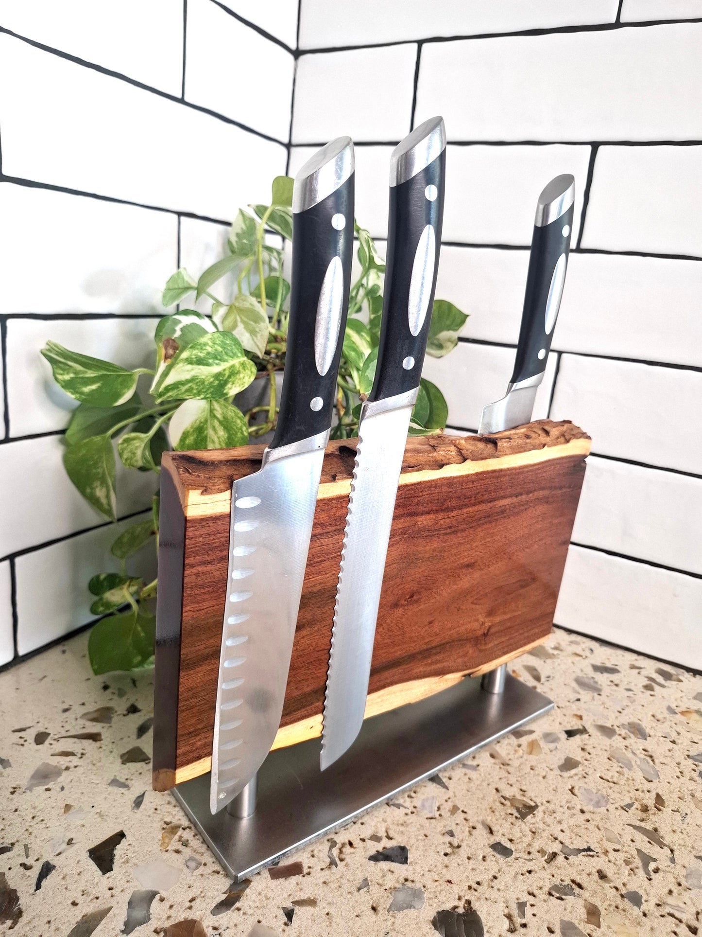 Handmade Magnetic Knife Block: Australian Wooden Kitchen Organizer
