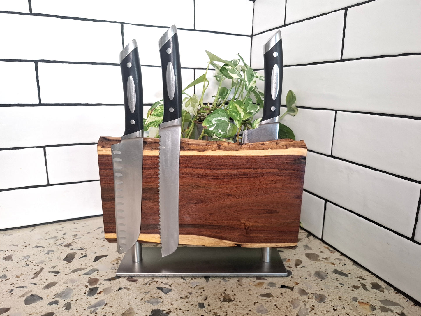 Handmade Magnetic Knife Block: Australian Wooden Kitchen Organizer