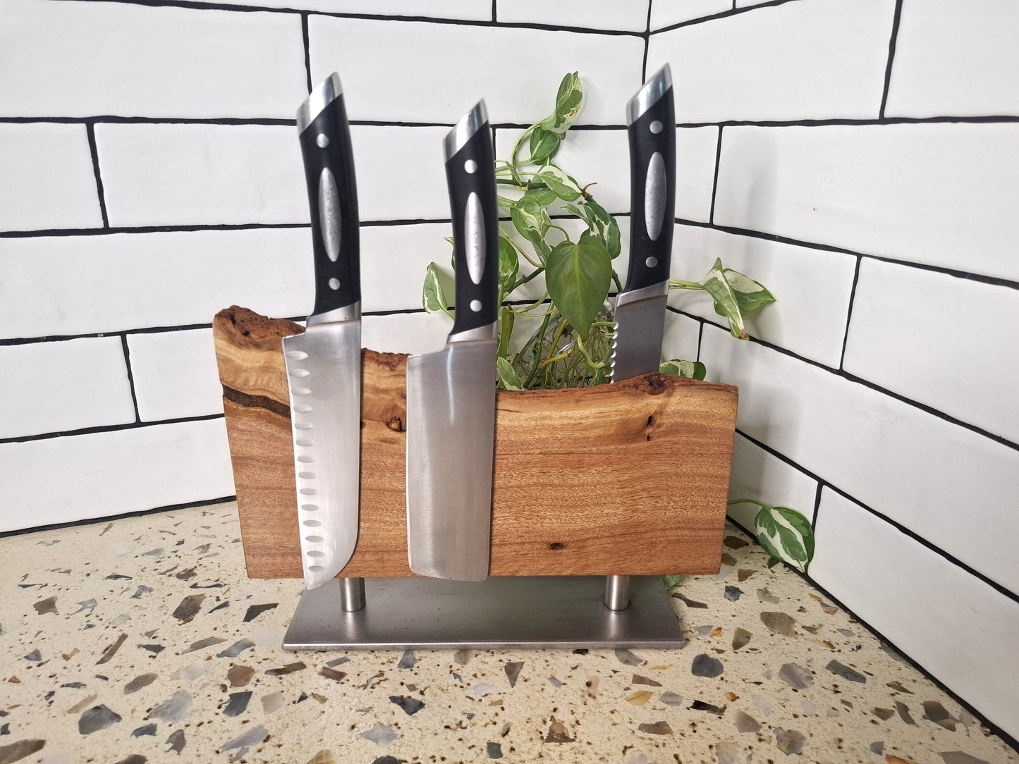 Handmade Magnetic Knife Block: Australian Wooden Kitchen Organizer