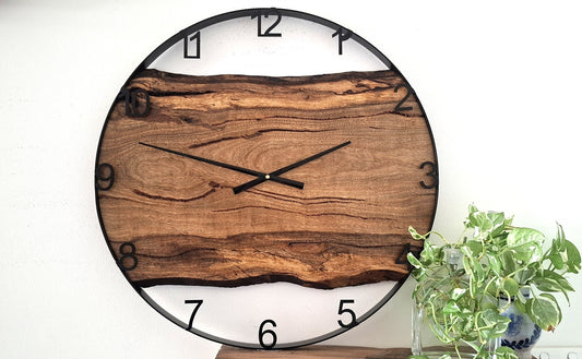 Handmade Wooden Wall Clock, Wooden Wall Clock, Large Timber Wall Clock, 5th anniversary gift
